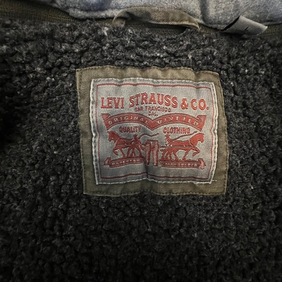 Levi's Men's Cotton Olive Denim Faux Shearling Utility Field Jacket, Size Large - Picture 8 of 16